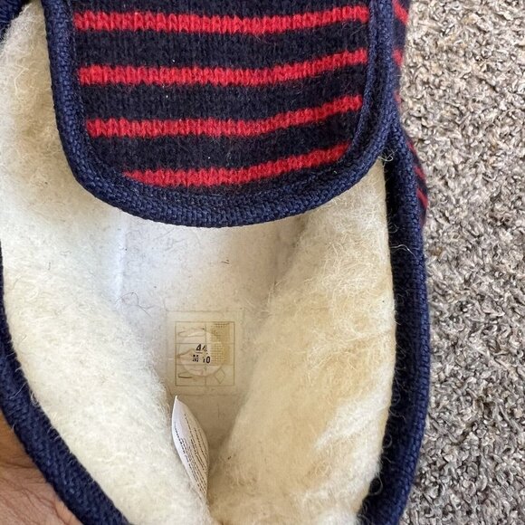 ARMOR LUX Men’s Hand Made WOOL SLIPPERS Red Blue Striped  Size 10 - Picture 6 of 6